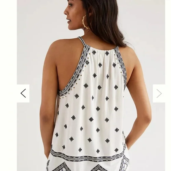 ANTHROPOLOGIE Kiana Embroidered Halter Tank Top Size S - Picture 4 of 12